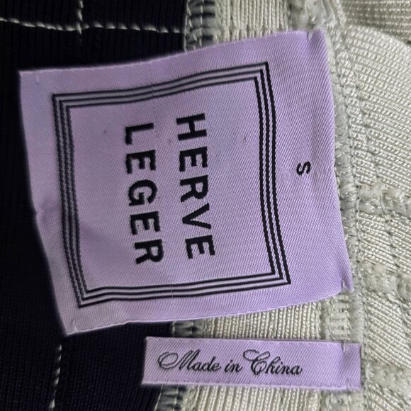 Authentic HERVE LEGER Color Block Bandage Bodycon Dress - Size Small - Picture 7 of 7